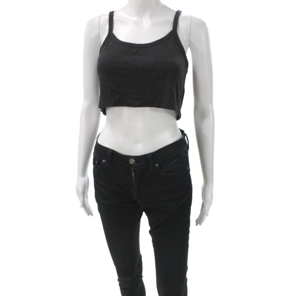 TWENTY MONTREAL Womens Cropped Tank Black Viscose Cotton Blend Size XS